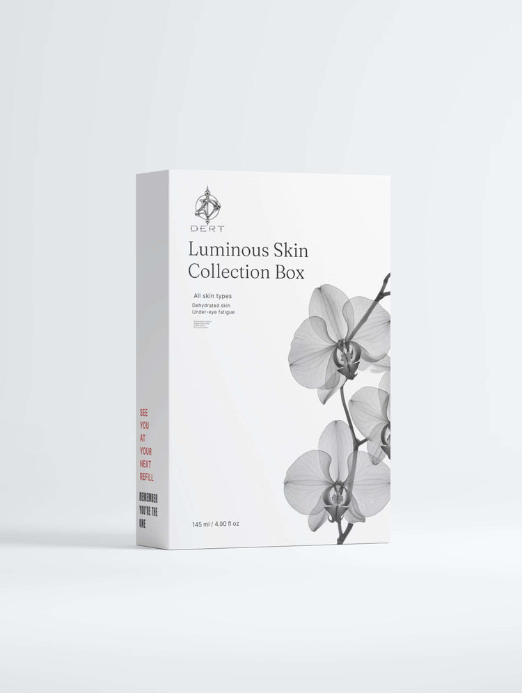 Luminous Skin Collection Box - Revitalize Your Glow Luminous Skin Collection Box - Revitalize Your Glow featuring an elegant packaging with orchids, perfect for skincare rituals.
