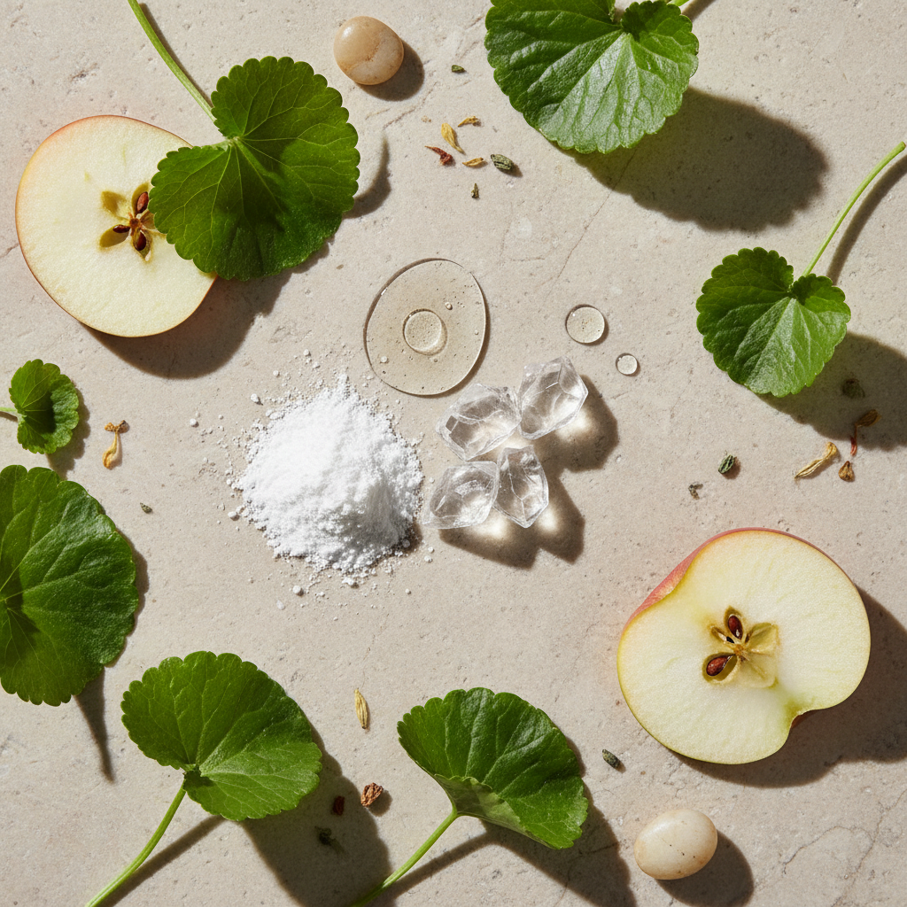 Exosome & Niacinamide Serum key ingredients flat lay